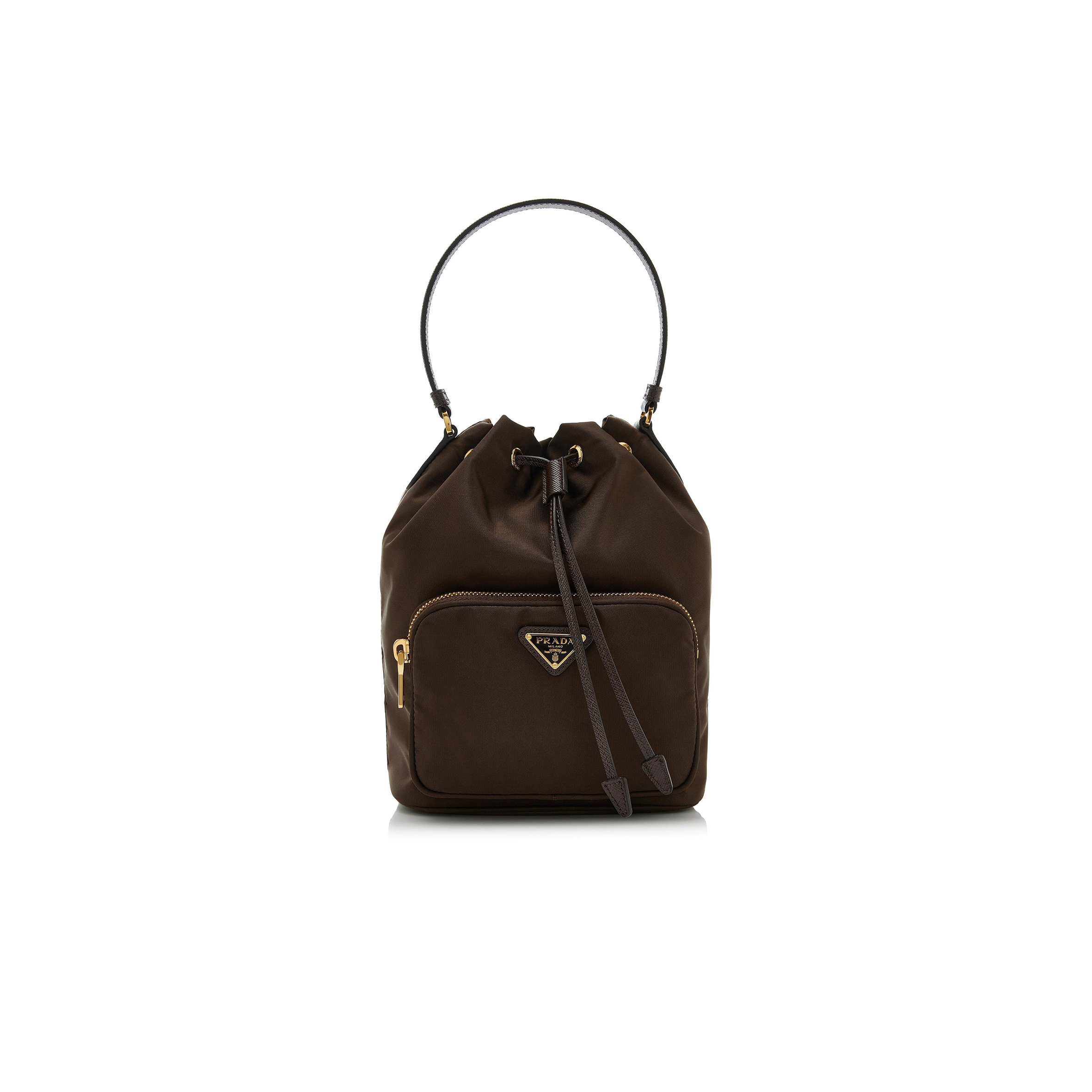 PRADA BROWN DUET RE-NYLON BUCKET BAG 1BH038 (22.5*17.5*12cm)